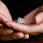 Stunning 1.0 - 2.0 CT Emerald Moissanite Engagement Ring with Pave and Halo Design 2