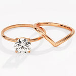1.50 CT Round Cut Moissanite Bridal Ring Set with Plain Wedding Bands 6