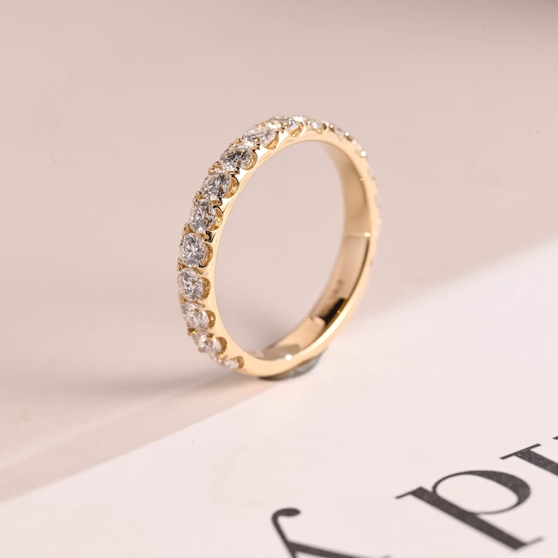 Stunning 0.2 TCW Round Moissanite Stones Half Eternity Wedding Bands 7