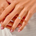 1.50 CT Princess Cut Moissanite Solitaire Bridal Ring Set with Plain Wedding Bands 5