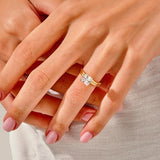 1.50 CT Princess Cut Moissanite Solitaire Bridal Ring Set with Plain Wedding Bands 5