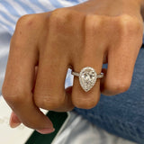 Stunning 1.75 CT Pear Moissanite Engagement Ring with Halo & Pave Design 4