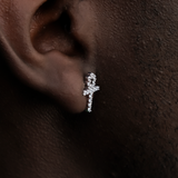 2.5 CT Round Moissanite Ankh Cross Stud Silver Earrings for Him 3