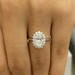 Stunning 1.0 CT Oval Cut Moissanite Engagement Ring with Halo Design 9