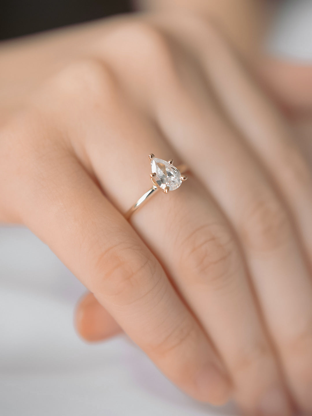 Stunning 1 CT Pear Moissanite Engagement Ring With Solitaire Design 7