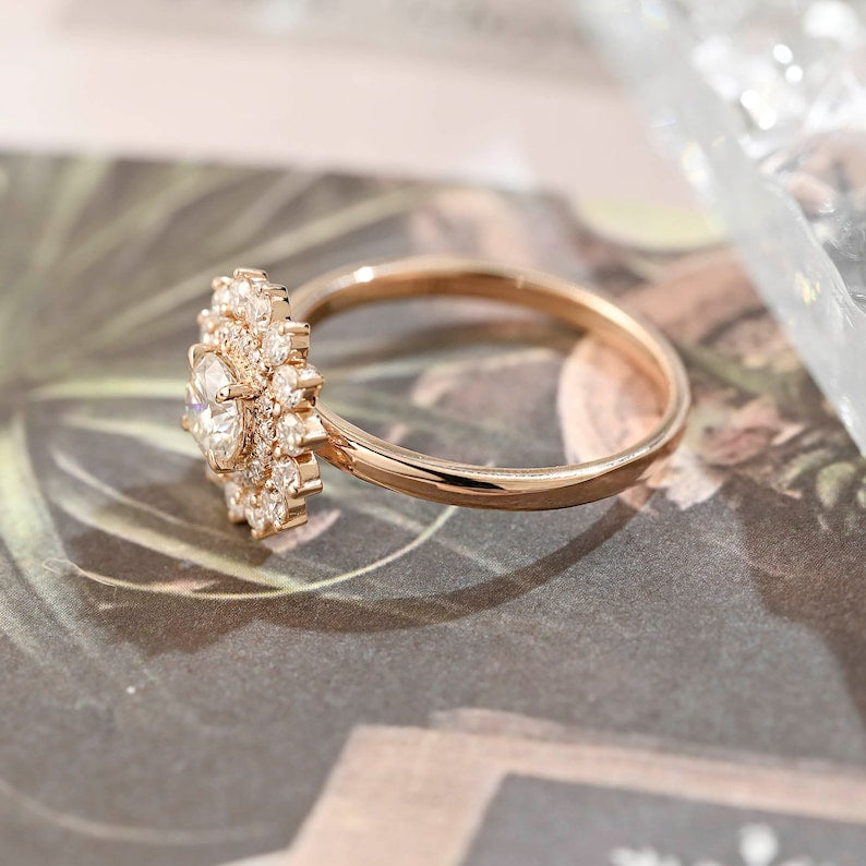 Stunning 2.0 CT Round Moissanite Engagement Ring with Double Halo Design 3