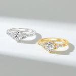 Stunning 1.25 CT Round Moissanite Engagement Ring in  Cluster Design 5