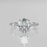 Stunning 2.11 CT Oval Moissanite Engagement Ring with Hidden Halo Halo & Pave Design 1