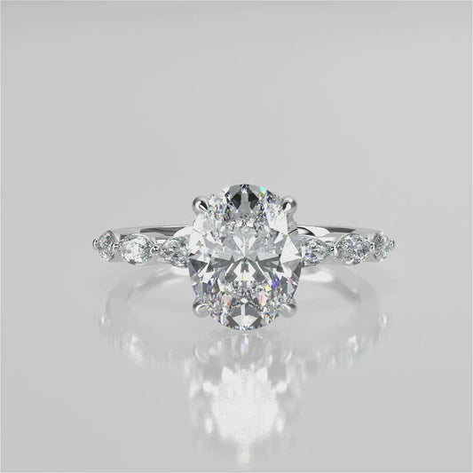Stunning 2.11 CT Oval Moissanite Engagement Ring with Hidden Halo Halo & Pave Design 1
