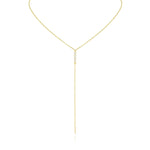 0.20 TWC Round Moissanite Diamond Bar Lariat  Necklace in Solid Gold 1
