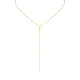 0.20 TWC Round Moissanite Diamond Bar Lariat  Necklace in Solid Gold 1