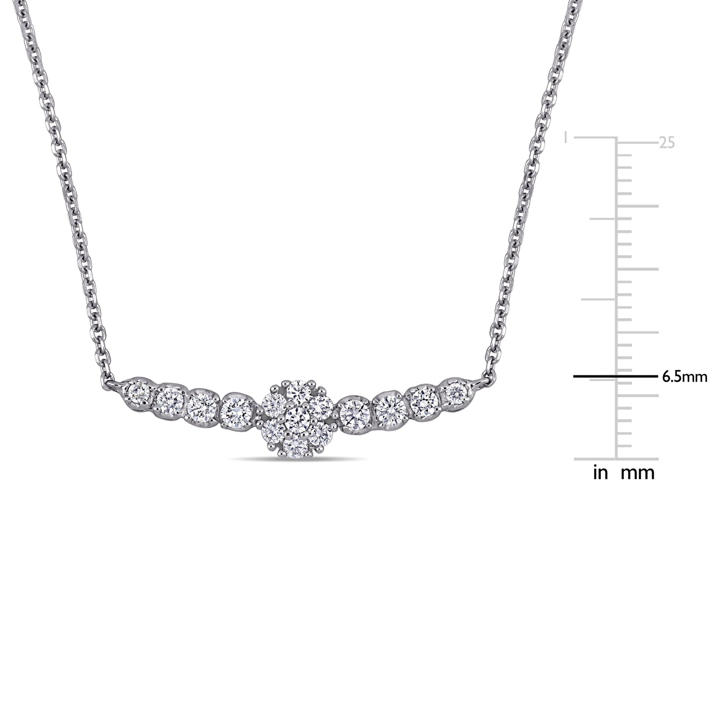 Round Cut Cubic Zirconia in 925 Sterling Silver Necklace 9