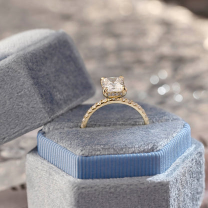 Stunning 3.0 CT Radiant Moissanite Engagement Ring with Pave & Hidden Halo Design 7