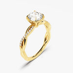 Stunning 1.0 CT Round Moissanite Engagement Ring with Twisted Pave Design 3