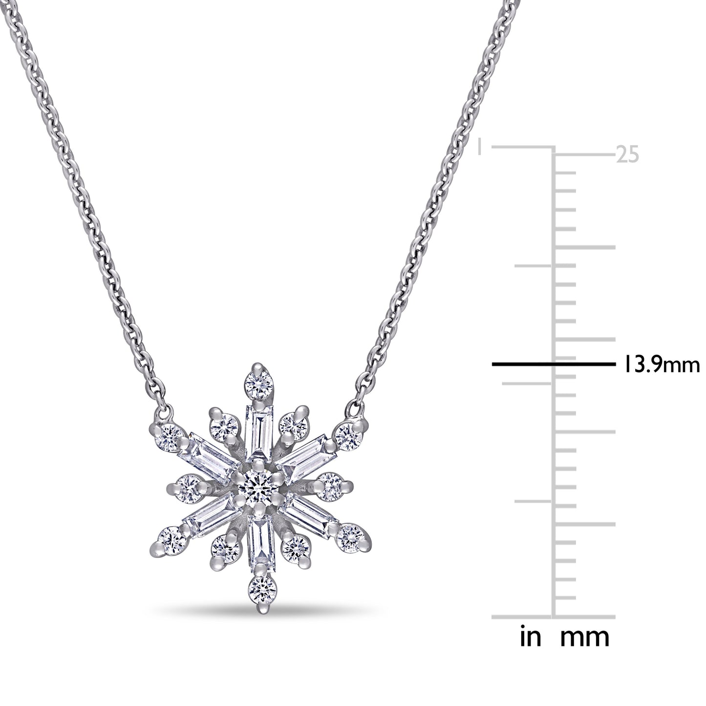 Round Cut Cubic Zirconia in 925 Sterling Silver Necklace 10