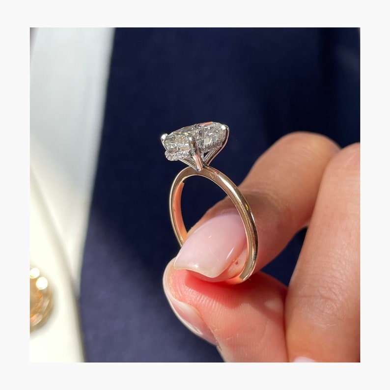 Stunning 2.5 CT Oval Moissanite Engagement Ring in Hidden Halo Design 6