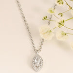 0.30 CT Marquise Moissanite Diamond Halo Pendant Necklace in Solid Gold 2