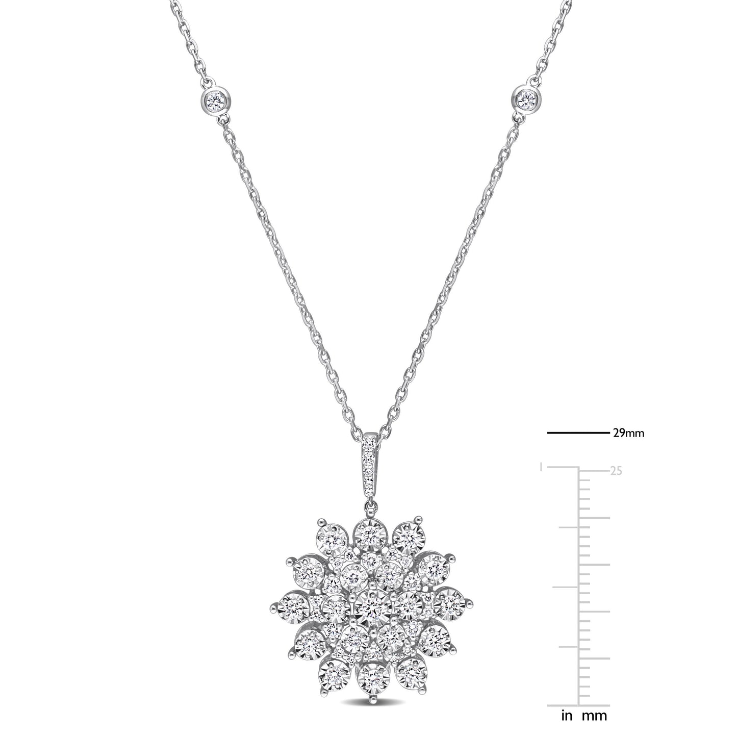 Round Cut Cubic Zirconia in 925 Sterling Silver Necklace 2
