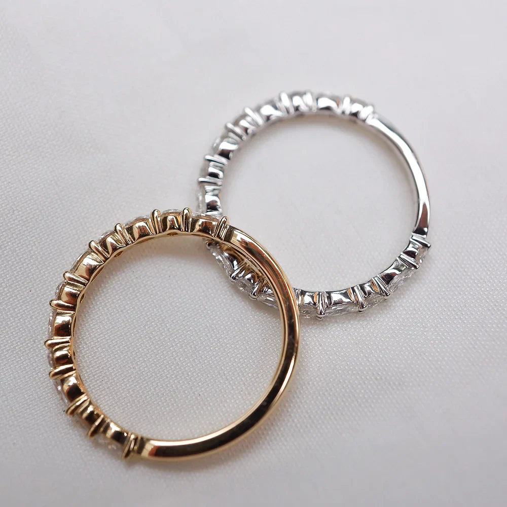 Stunning 0.4 TCW Marquise & Round Moissanite Stones with Alternate Wedding Bands 2
