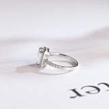 Stunning 1.0 - 2.0 CT Emerald Moissanite Engagement Ring with Pave and Halo Design 8