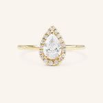 Stunning 0.74 CT Pear Moissanite Engagement Ring With Halo Design 1