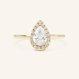 Stunning 0.74 CT Pear Moissanite Engagement Ring With Halo Design 1