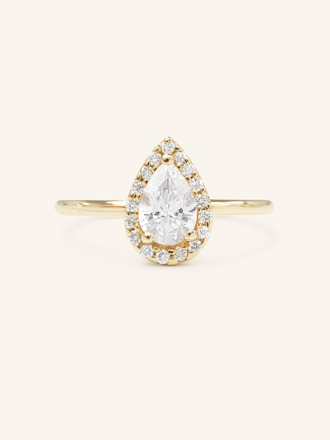 Stunning 1 CT Pear Moissanite Engagement Ring with Halo Design 1