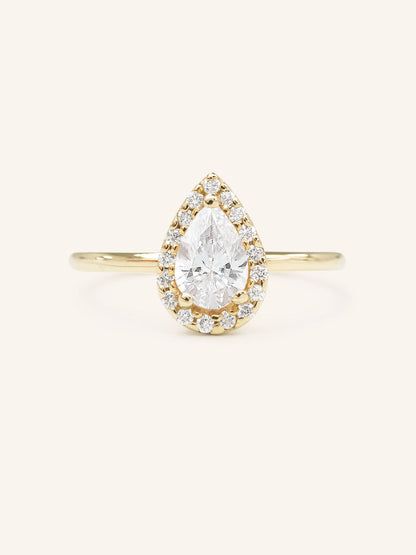 Stunning 1 CT Pear Moissanite Engagement Ring with Halo Design 1