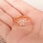 Stunning 1.0 - 2.0 CT Emerald Moissanite Engagement Ring With Cluster Design 2