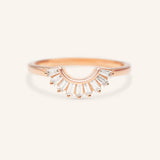 Stunning 0.2 TCW Baguette Moissanite Stones Curved Wedding Bands 3