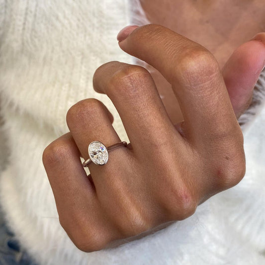 Stunning 1.0 CT Oval Moissanite Engagement Ring in Bezel Design 1