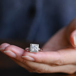Stunning 1.0 - 2.0 CT Princess Moissanite Engagement Ring with Halo Design 2