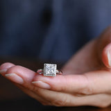 Stunning 1.0 - 2.0 CT Princess Moissanite Engagement Ring with Halo Design 2