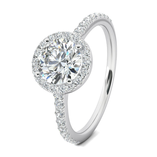 Stunning 0.3 CT Round Moissanite Stones Pave & Halo Wedding Band 2