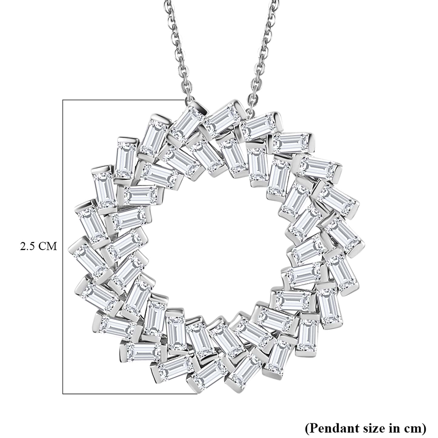 Round Cut Cubic Zirconia in 925 Sterling Silver Necklace 6