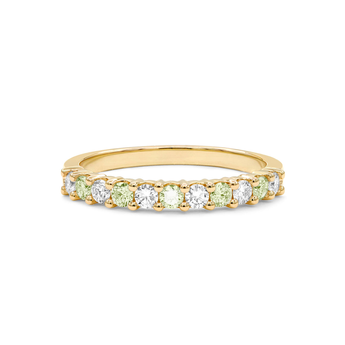 0.33 TCW Round Peridot Lab Made Diamond- August Birthstone Wedding Band 5