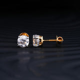 2.0 TCW Round Cut Moissanite Stud Earrings in Gold 3