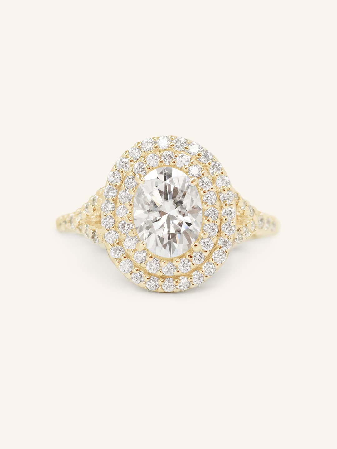 Stunning 1.0 CT Oval  Moissanite Engagement Ring with Double Halo & Pave Design 1