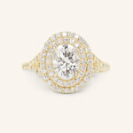 Stunning 1.0 CT Oval  Moissanite Engagement Ring with Double Halo & Pave Design 1