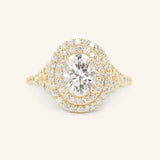 Stunning 1.0 CT Oval  Moissanite Engagement Ring with Double Halo & Pave Design 1