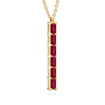 Baguette Ruby Lab Made Diamond- July Birthstone Bar Necklace 4