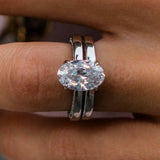 Oval Cut Solitaire Style  Cubic Zirconia in 925 Sterling Silver Ring 6