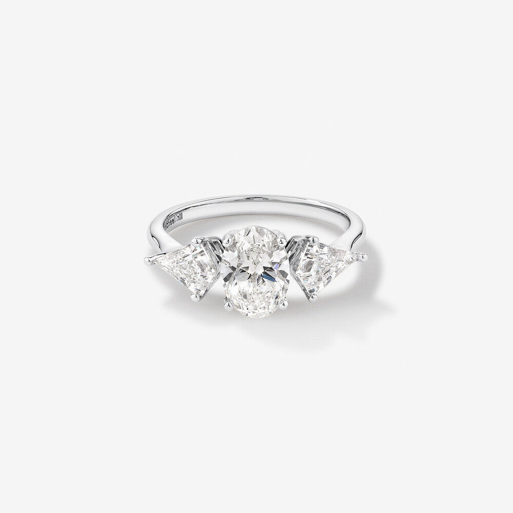 Stunning 2.25 TCW Oval & Kite Moissanite Engagement Ring with Three Stone Design 1