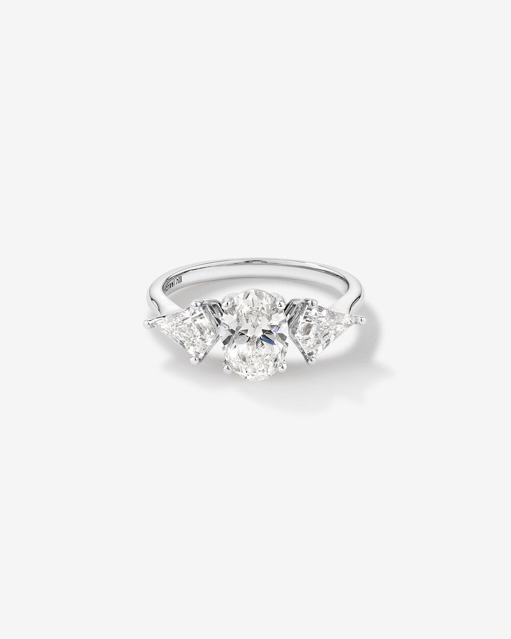 Stunning 2.25 TCW Oval & Kite Moissanite Engagement Ring with Three Stone Design 1