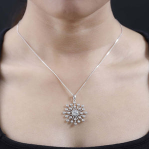 Round Cut Cubic Zirconia in 925 Sterling Silver Necklace