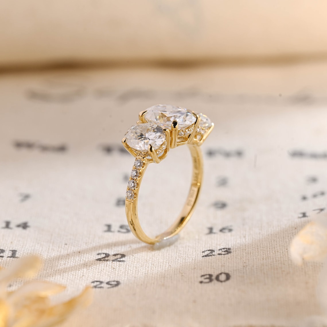 Stunning 3.0 CT Oval Moissanite Engagement Ring with 3 Stones Design 6