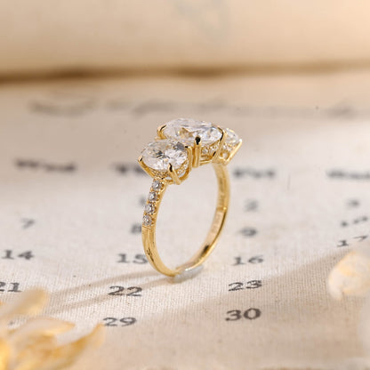 Stunning 3.0 CT Oval Moissanite Engagement Ring with 3 Stones Design 6