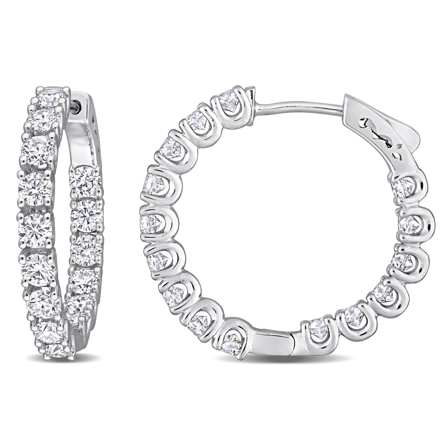 Round Cut Cubic Zirconia in 925 Sterling Silver Earrings 2