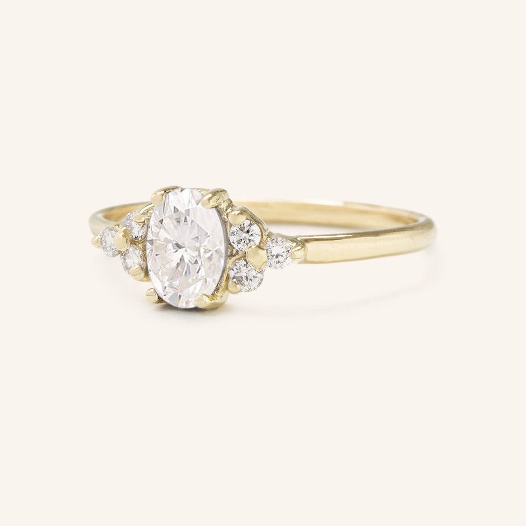 Stunning 1 CT Oval Moissanite Engagement Ring With Three Stone Design 2