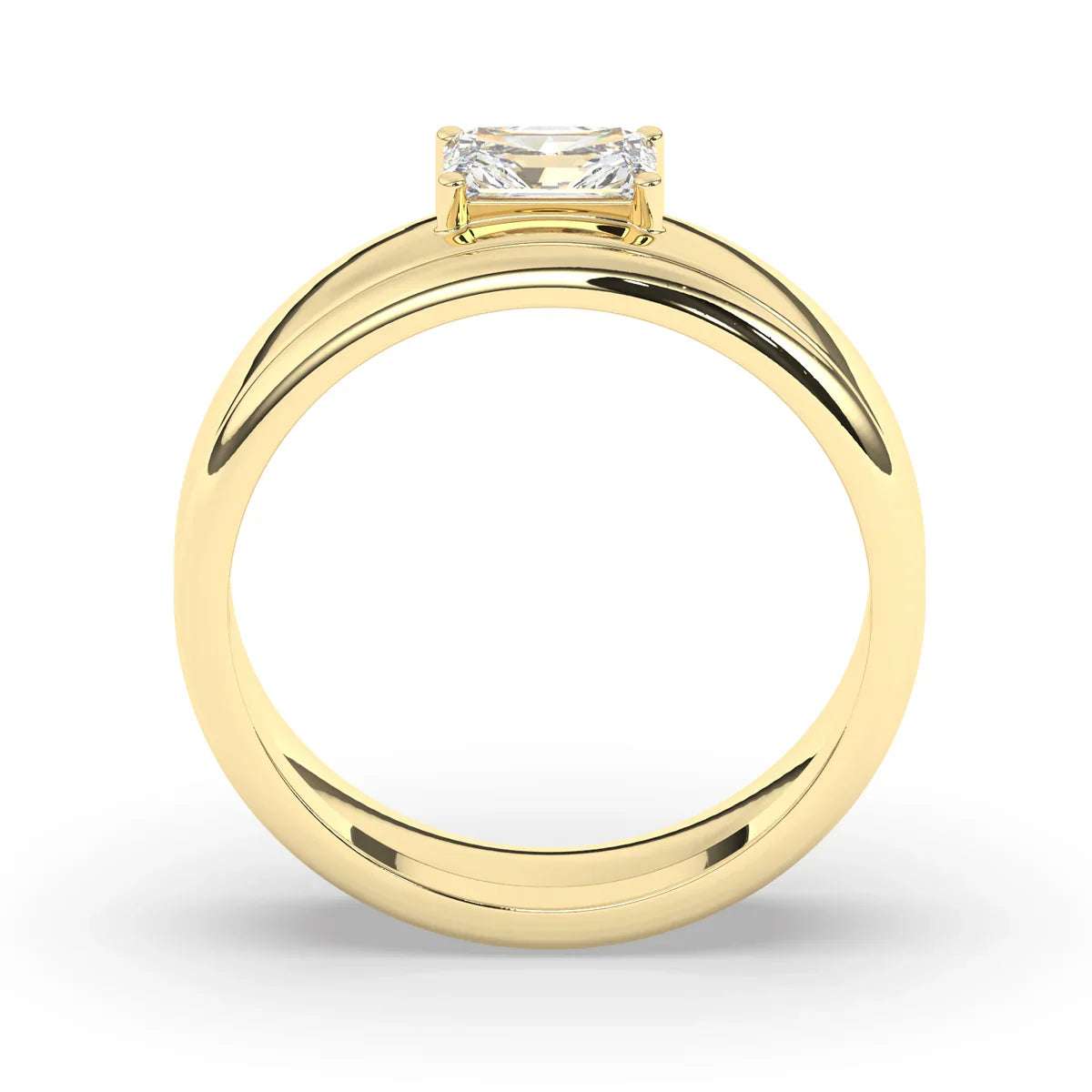 Delicate 0.60 CT Moissanite Solitaire Men's Wedding Band with Radiant Cut Stones in Solid Gold 3